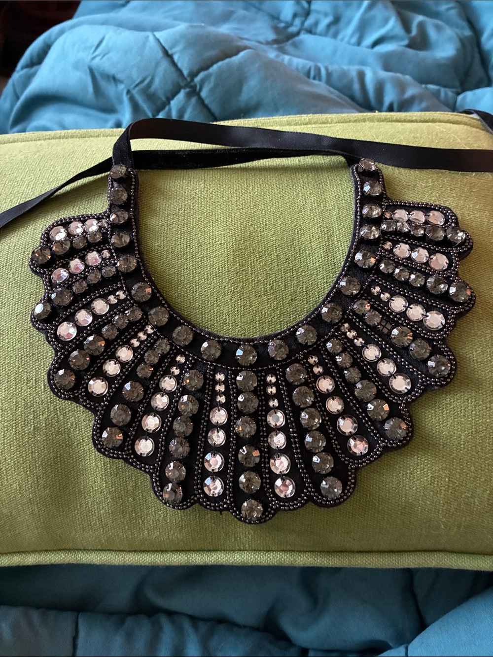 Iconic DissentStatement Black Crystal Bib Necklace - Unbranded
